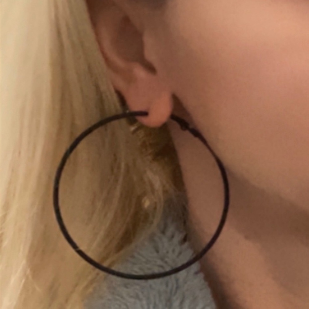 LAST pair! Matte black oversized hoop earrings - Picture 5 of 7